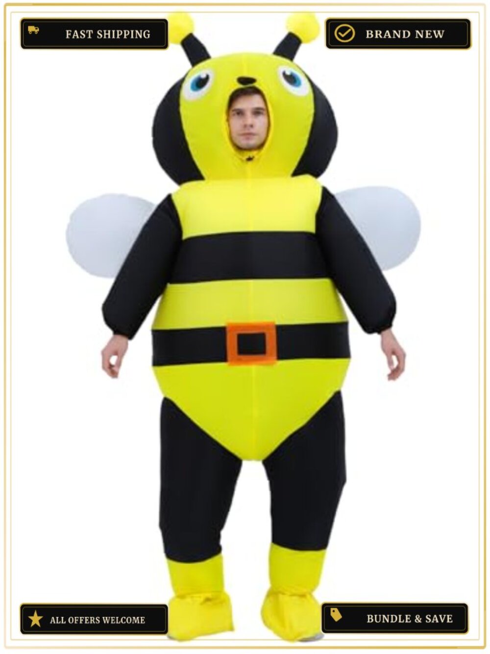 Inflatable Bee Costume Adult Blow Up Halloween Fancy Dress Party